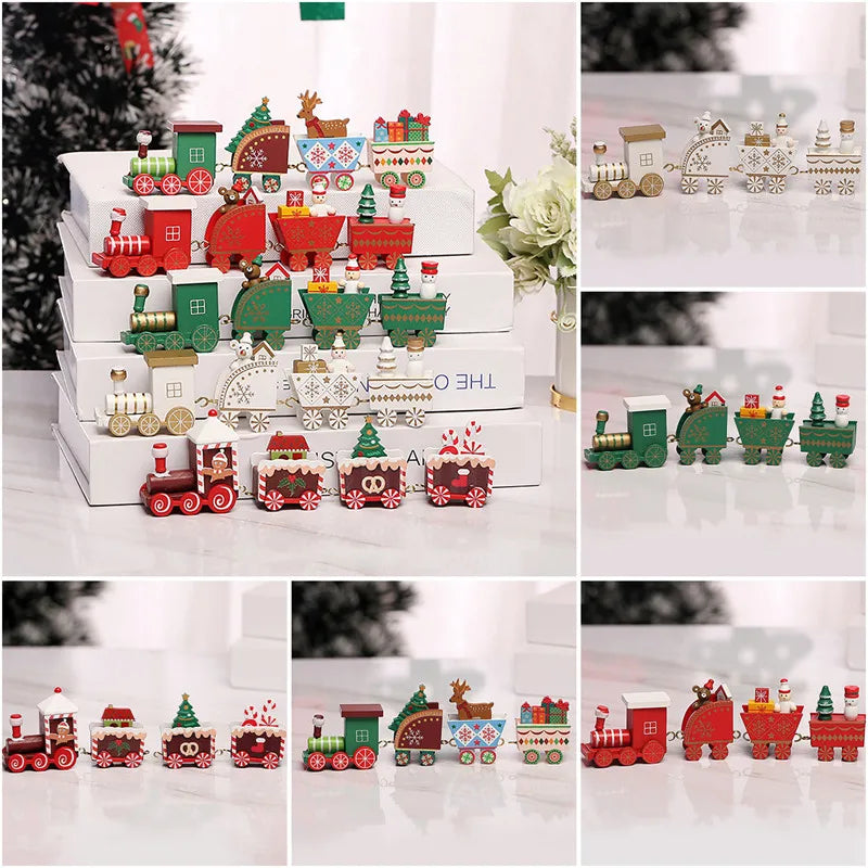 Christmas Wooden Train Merry Christmas Ornaments Christmas Decorations For Home 2024 Xmas Tree Decor Noel Navidad New Year Gifts