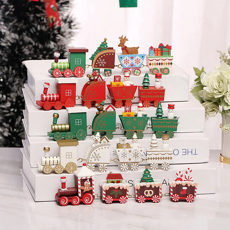 Christmas Wooden Train Merry Christmas Ornaments Christmas Decorations For Home 2024 Xmas Tree Decor Noel Navidad New Year Gifts