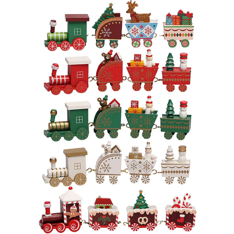 Christmas Wooden Train Merry Christmas Ornaments Christmas Decorations For Home 2024 Xmas Tree Decor Noel Navidad New Year Gifts