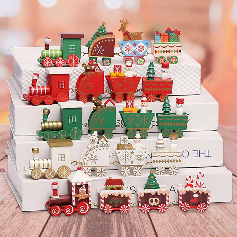 Christmas Wooden Train Merry Christmas Ornaments Christmas Decorations For Home 2024 Xmas Tree Decor Noel Navidad New Year Gifts