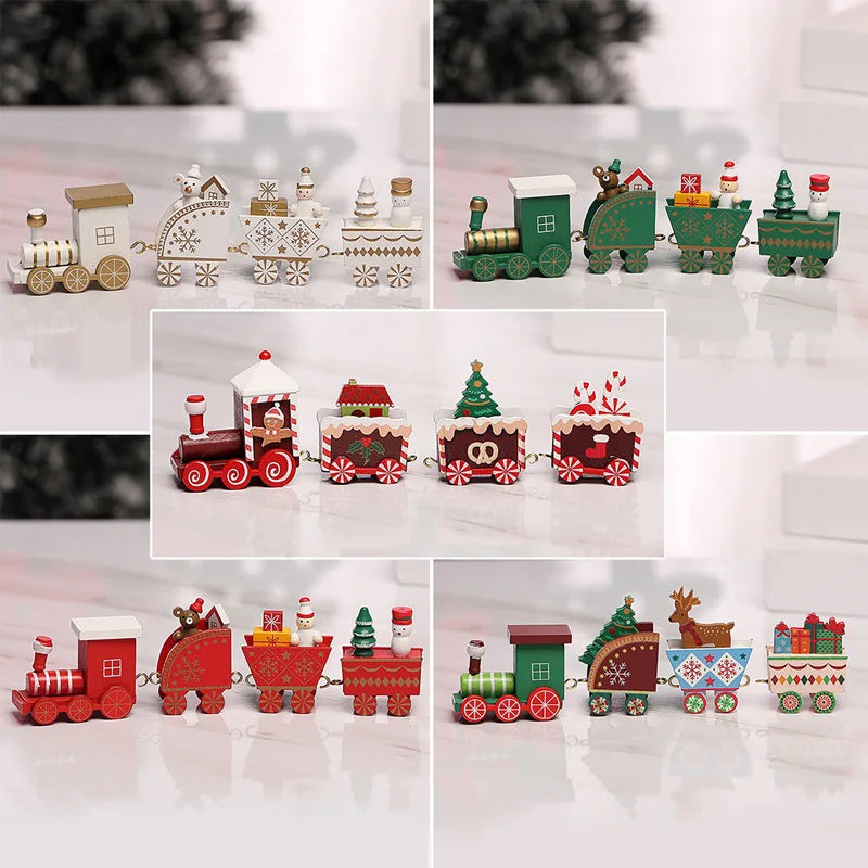 Christmas Wooden Train Merry Christmas Ornaments Christmas Decorations For Home 2024 Xmas Tree Decor Noel Navidad New Year Gifts