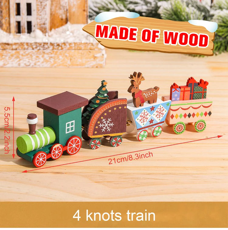 Christmas Wooden Train Merry Christmas Ornaments Christmas Decorations For Home 2024 Xmas Tree Decor Noel Navidad New Year Gifts