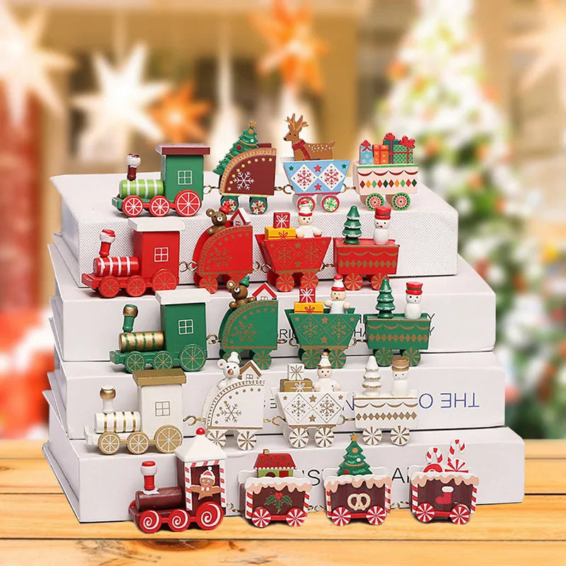 Christmas Wooden Train Merry Christmas Ornaments Christmas Decorations For Home 2024 Xmas Tree Decor Noel Navidad New Year Gifts
