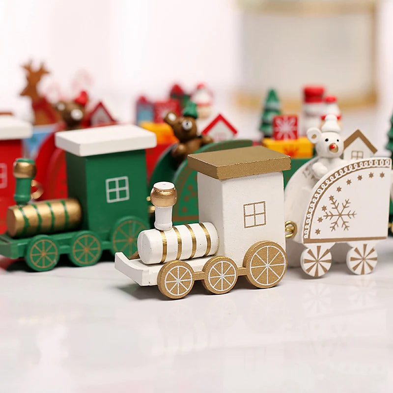 Christmas Wooden Train Merry Christmas Ornaments Christmas Decorations For Home 2024 Xmas Tree Decor Noel Navidad New Year Gifts