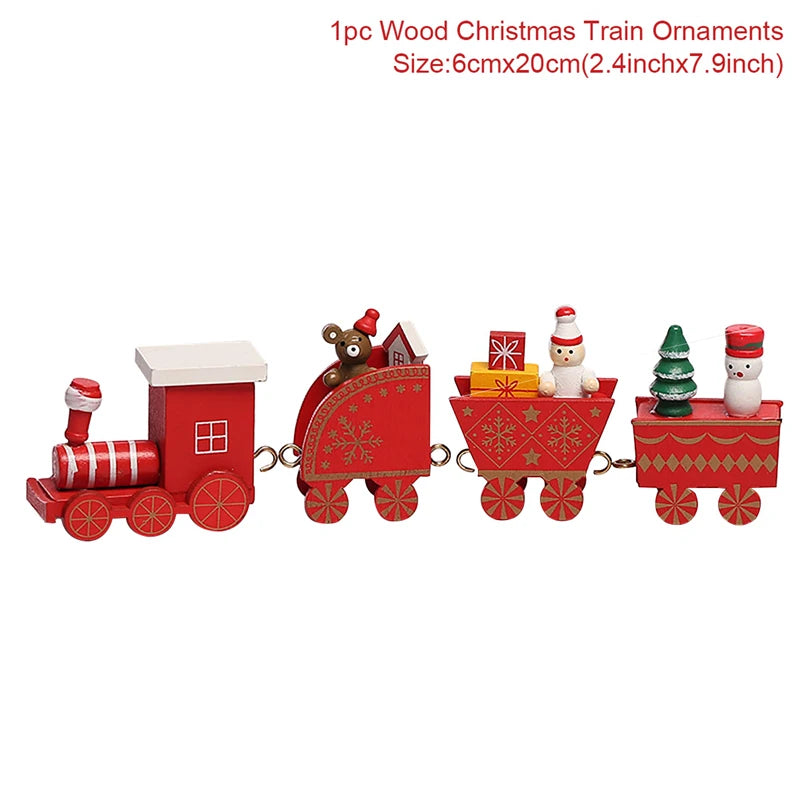 Christmas Wooden Train Merry Christmas Ornaments Christmas Decorations For Home 2024 Xmas Tree Decor Noel Navidad New Year Gifts