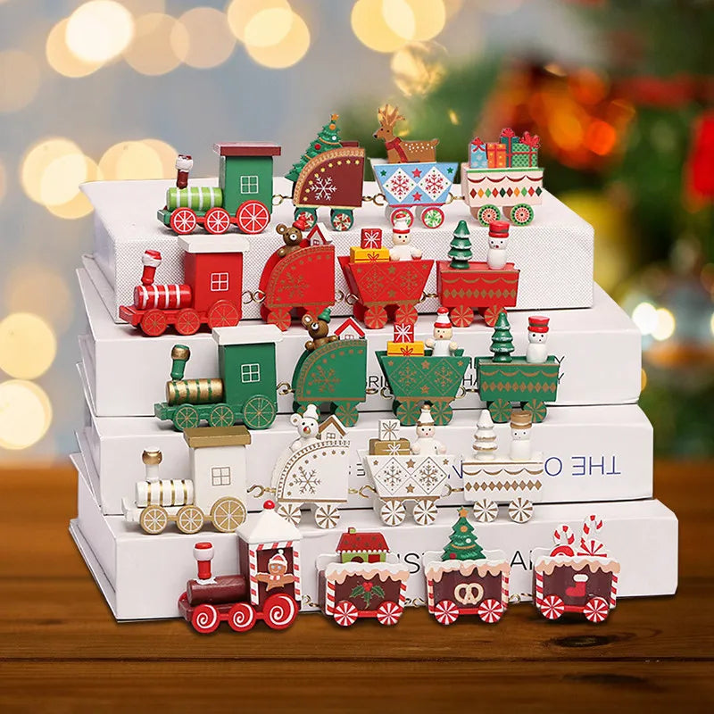 Christmas Wooden Train Merry Christmas Ornaments Christmas Decorations For Home 2024 Xmas Tree Decor Noel Navidad New Year Gifts