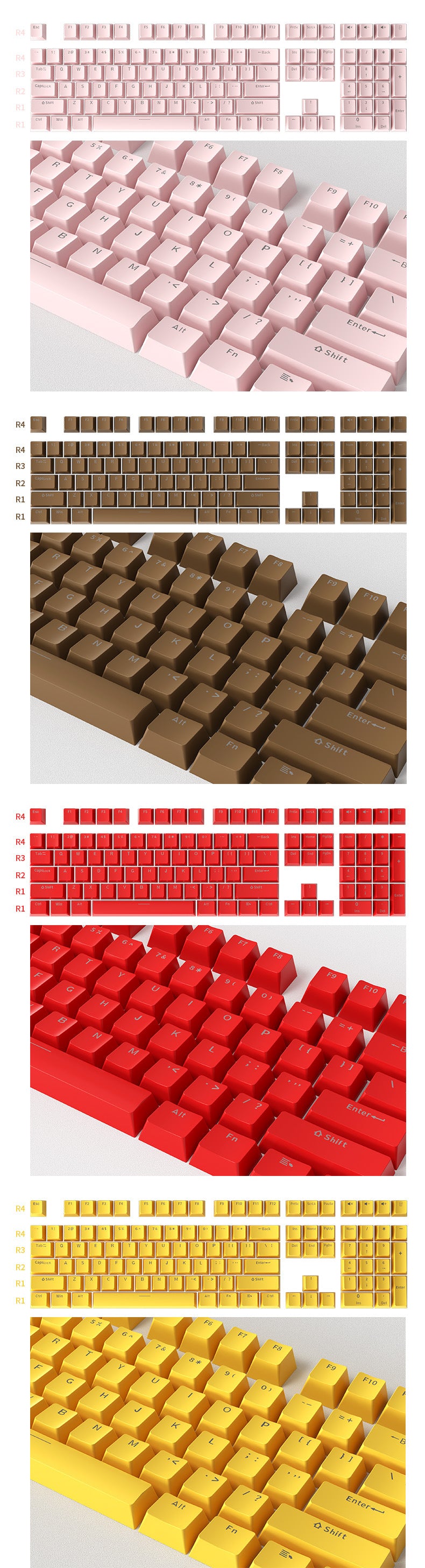 104 Pcs DIY Mechanical Keyboard Keycaps Set OEM Backlit Single Color ABS Pink White Key Cap for 61/87/104 Key Cherry MX Keycap