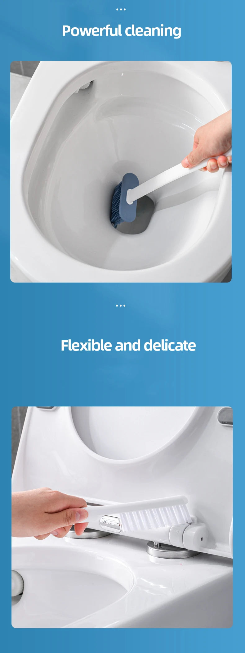 Wall Hanging Toilet Cleaning WC Brush Holder Long Handled Silicone Water Proof Quick Drying Soft Bristles Bathroom Accessories