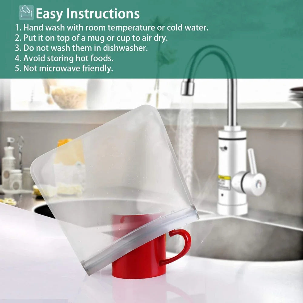 10pcs Silicone Food Storage Containers Leakproof Containers Reusable Stand Up Zip Shut Bag Fresh Bag Food Storage Bag Fresh Wrap