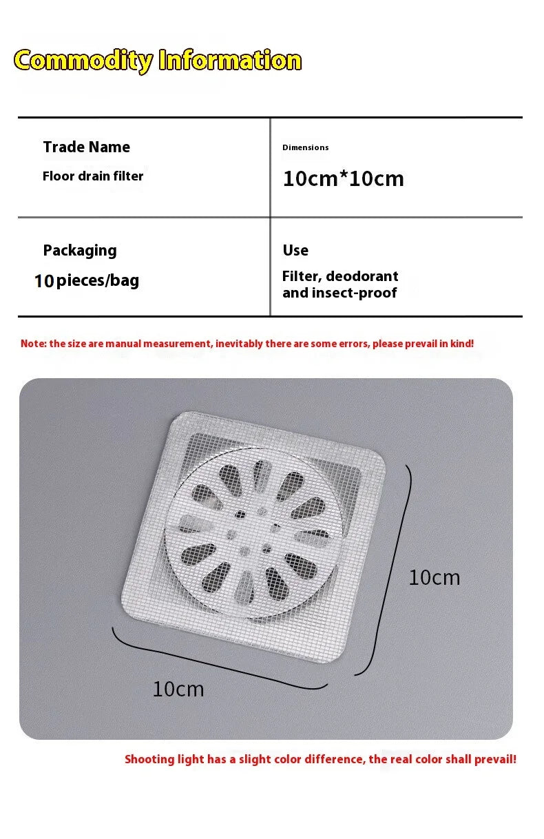 10pcs Disposable Shower Drain Hair Catcher Mesh Shower Drain Covers Floor Sink Strainer Filter Hair Stopper For Bathroom Kitchen