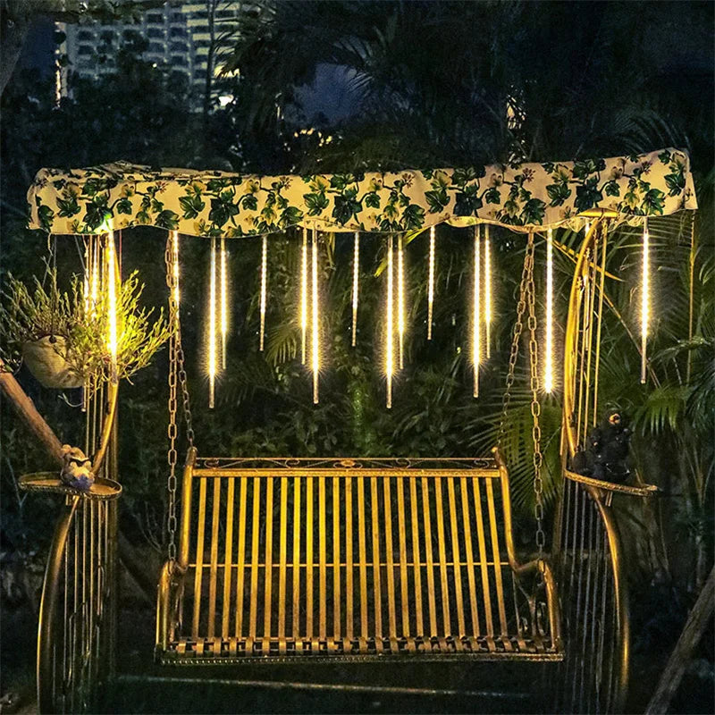 Solar Meteor Shower LED String Lights Holiday Lighting Outdoor Decor Garden Party Christmas Decorations Rain Drop Falling 2024
