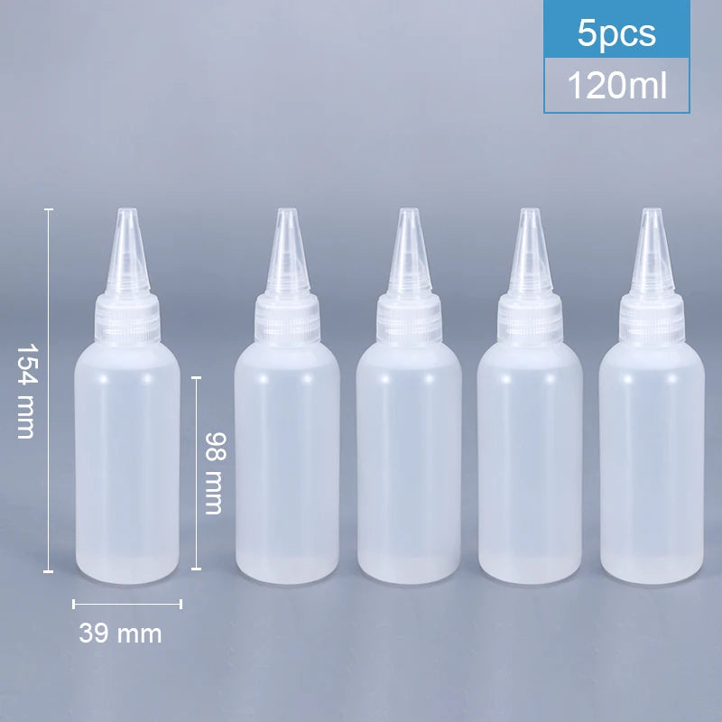 2/510pcs 30/60/100/120ML Squeeze Bottle for Sauce Plastic Squirt Container Refillable Bottle with Cap for Kitchen Glue Container