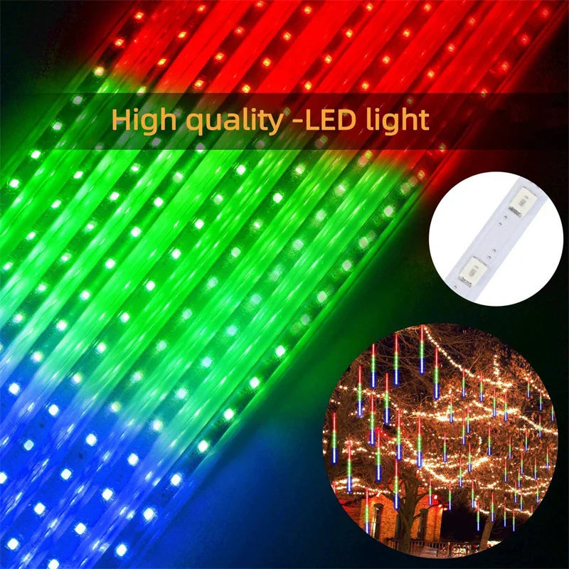 Solar Meteor Shower LED String Lights Holiday Lighting Outdoor Decor Garden Party Christmas Decorations Rain Drop Falling 2024