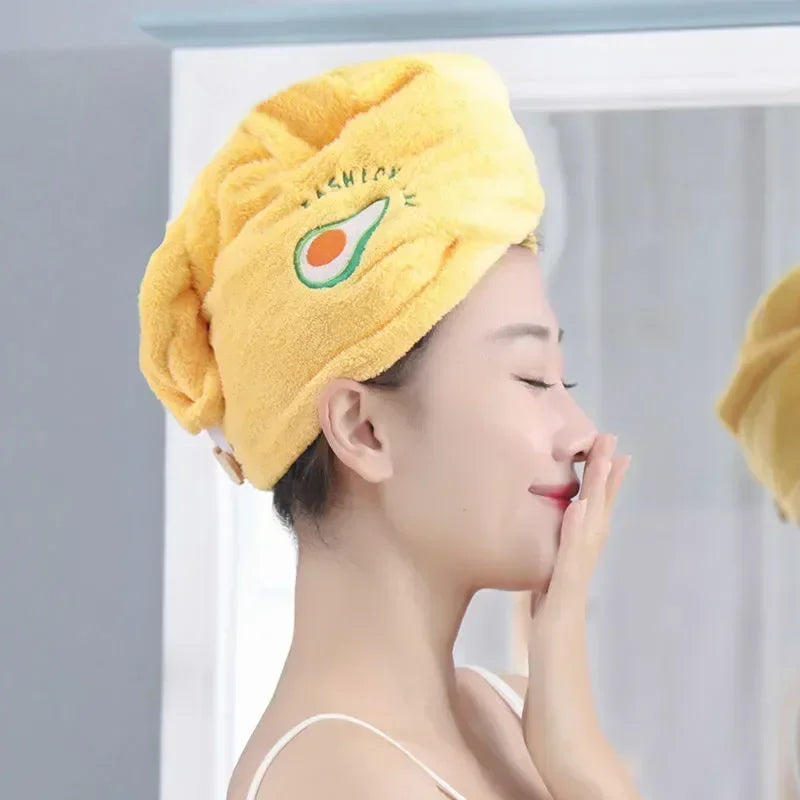 1pc Quickly Dry Hair Hat Super Absorbent Soft Bathroom Women Head Towels Girls Cute Hair Towel Hair Dry Wrap Bonnets