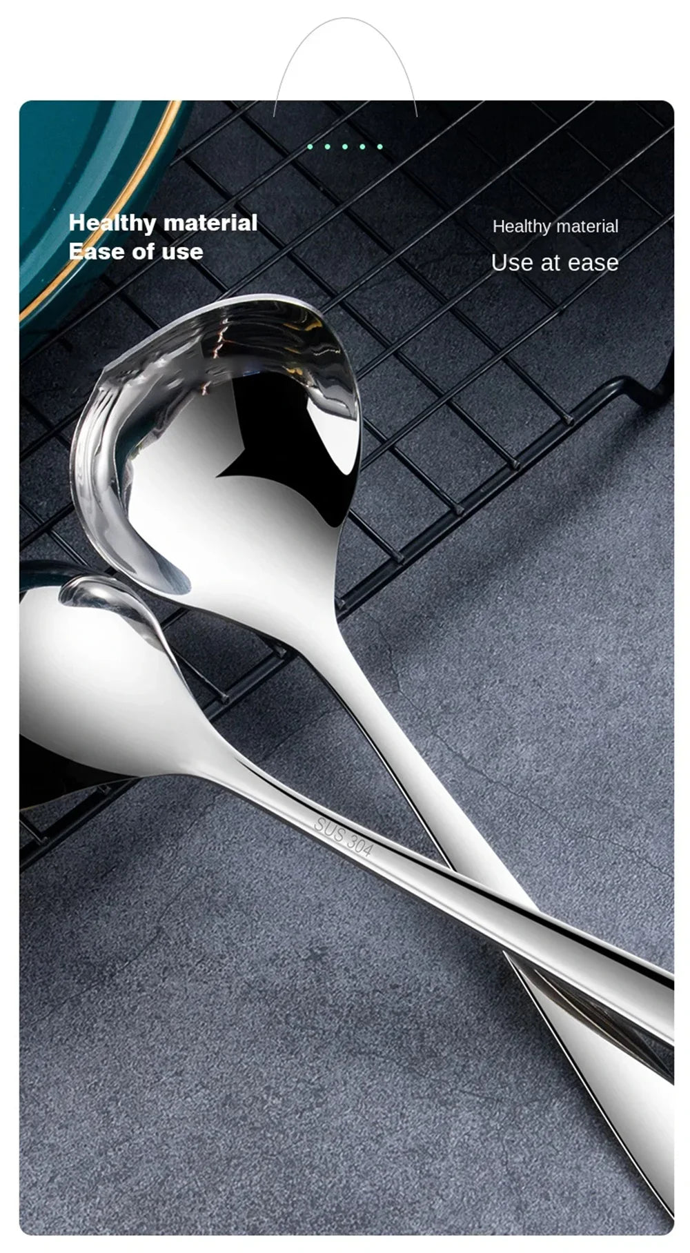 1pc 304 Stainless Steel Spoon Soup Spoon Rice Spoon LongHandle Tableware Set Kitchen Utensils