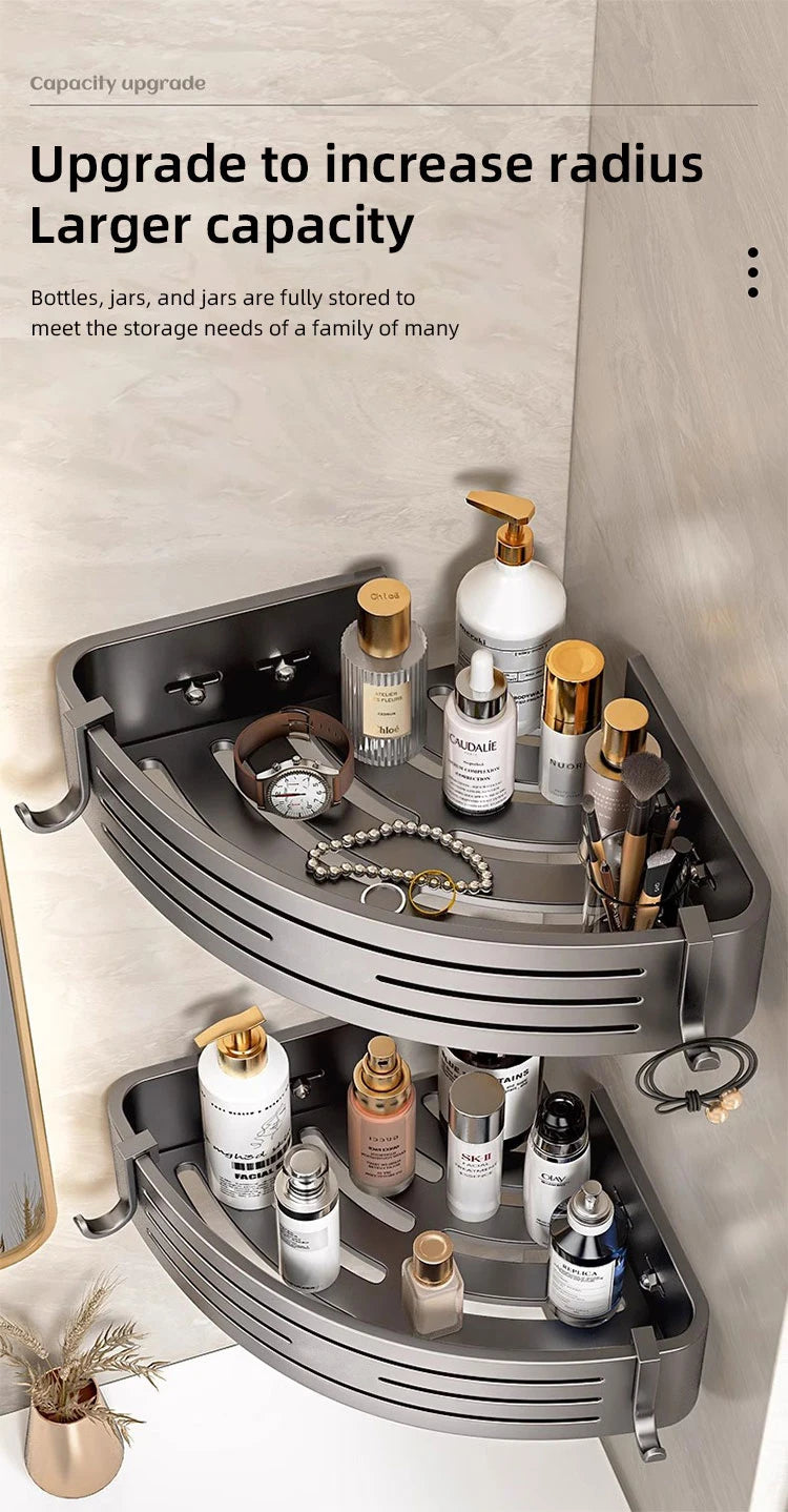 Bathroom Corner Shelf with Plastic Hook Towel Bar