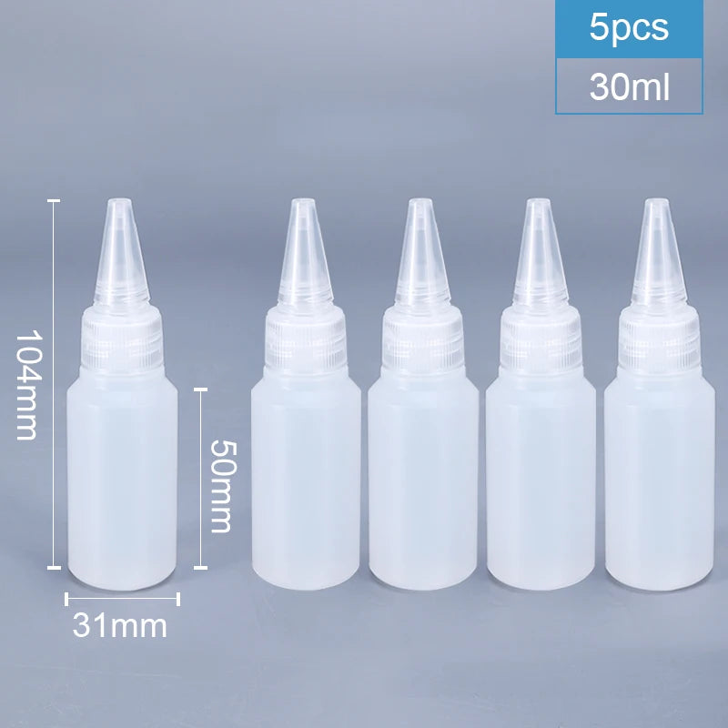 2/510pcs 30/60/100/120ML Squeeze Bottle for Sauce Plastic Squirt Container Refillable Bottle with Cap for Kitchen Glue Container