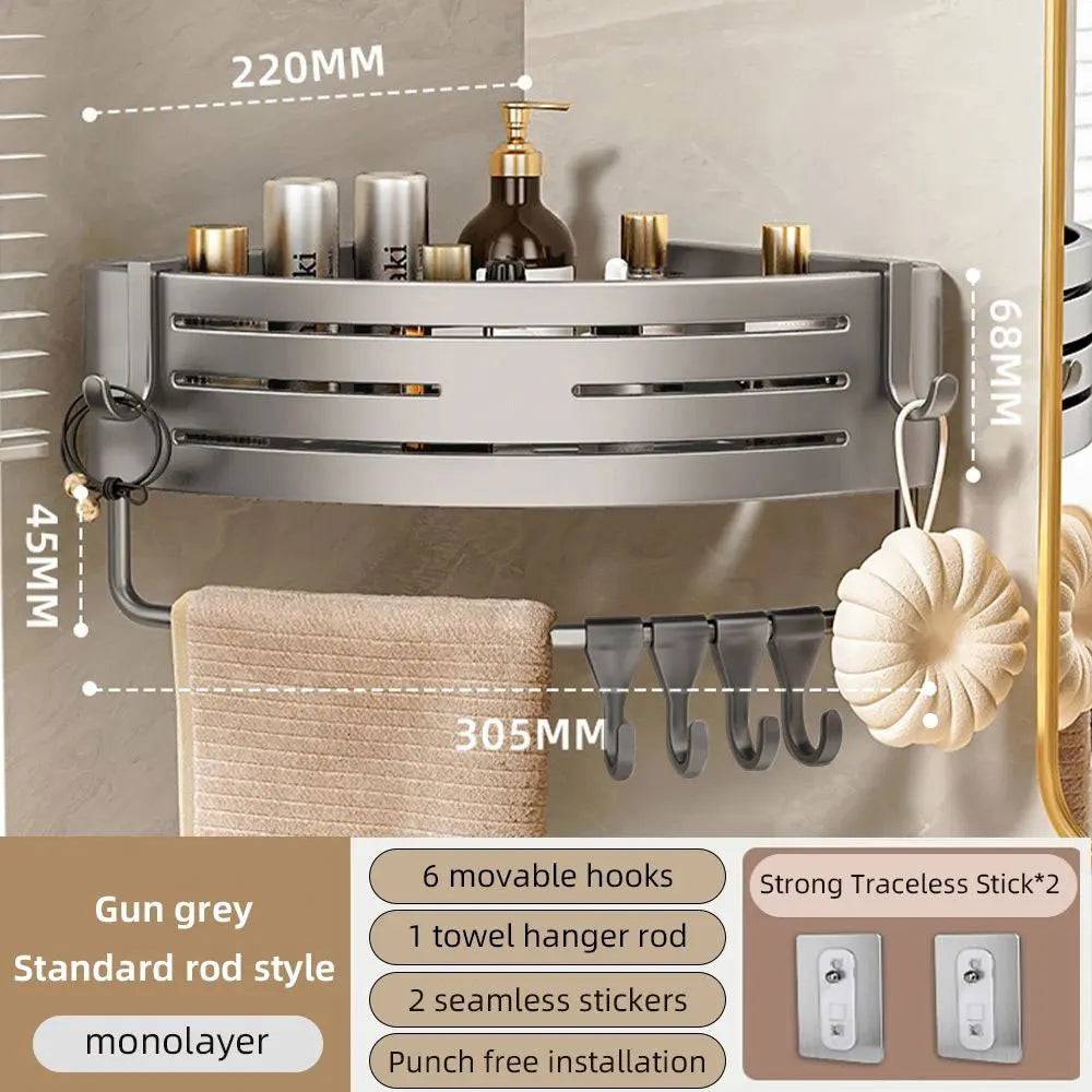 Bathroom Corner Shelf with Plastic Hook Towel Bar