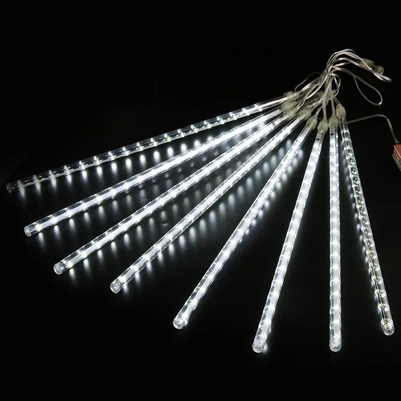 Solar Meteor Shower LED String Lights Holiday Lighting Outdoor Decor Garden Party Christmas Decorations Rain Drop Falling 2024