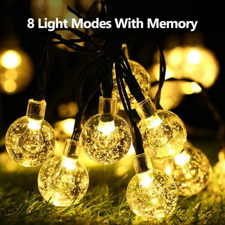 Solar String Lights Outdoor Solar Powered Light Led Crystal Globe Light With 8 Modes Waterproof for Garden Christmas Party Decor
