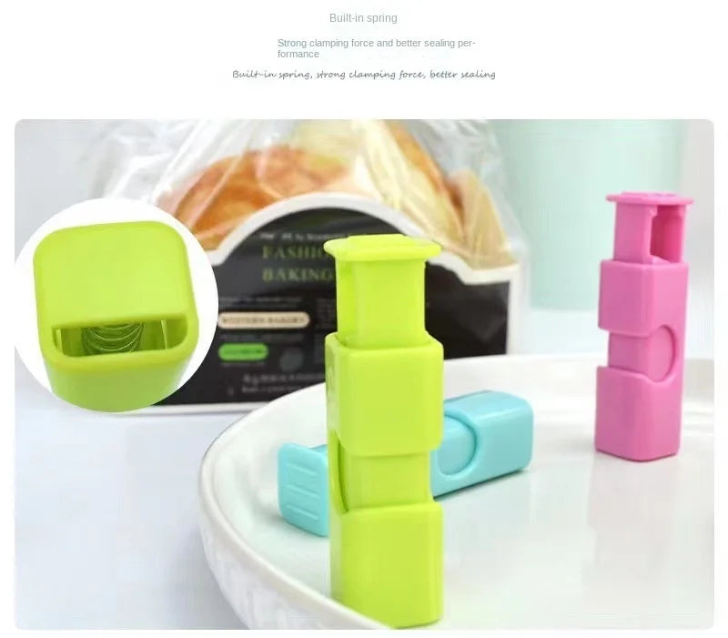 1-12 PCS Squeeze Bread Bag Clips Reusable Fresh Food Seal Plastic Clip Snack Bag Seal Spring Clip Home Kitchen Storage
