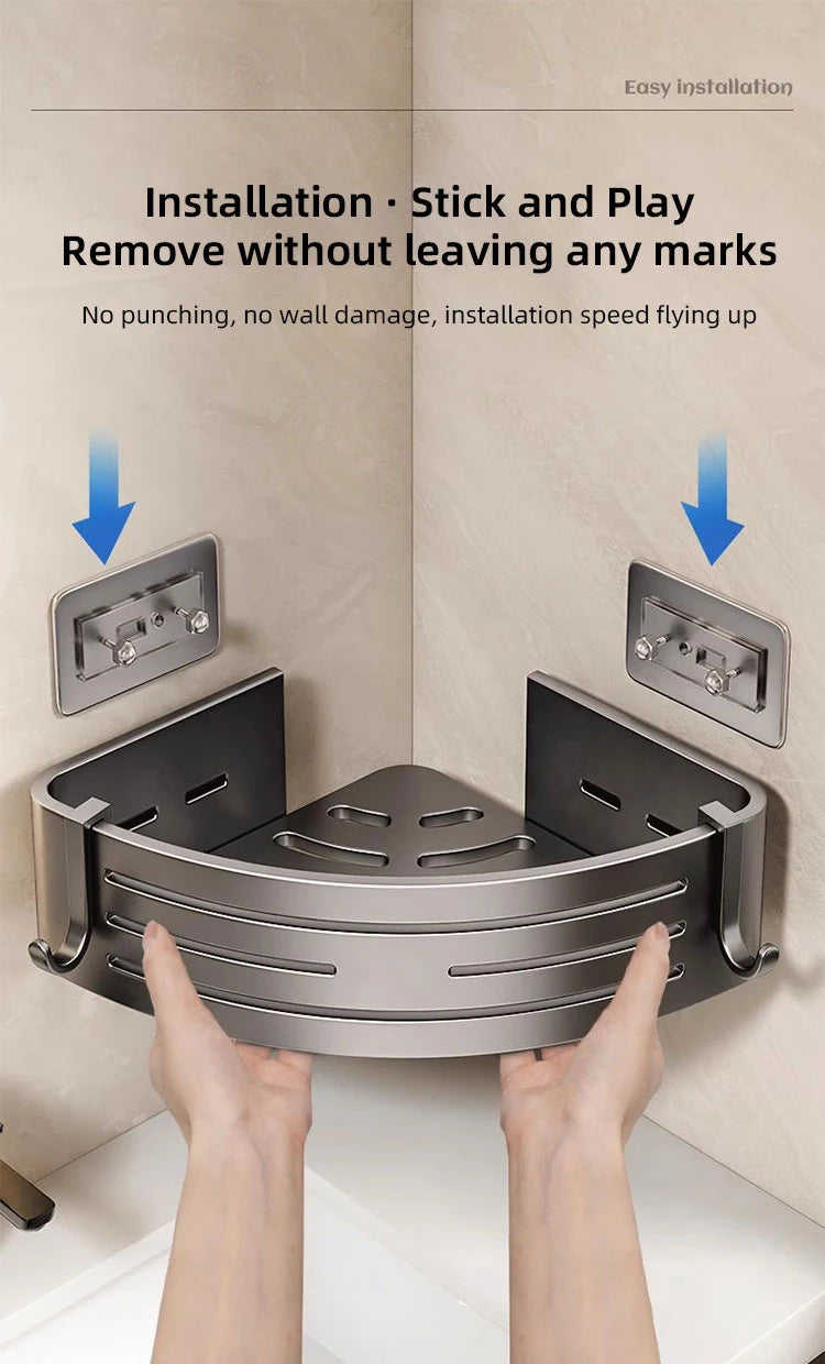 Bathroom Corner Shelf with Plastic Hook Towel Bar