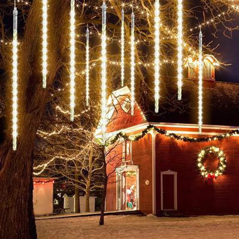 Solar Meteor Shower LED String Lights Holiday Lighting Outdoor Decor Garden Party Christmas Decorations Rain Drop Falling 2024