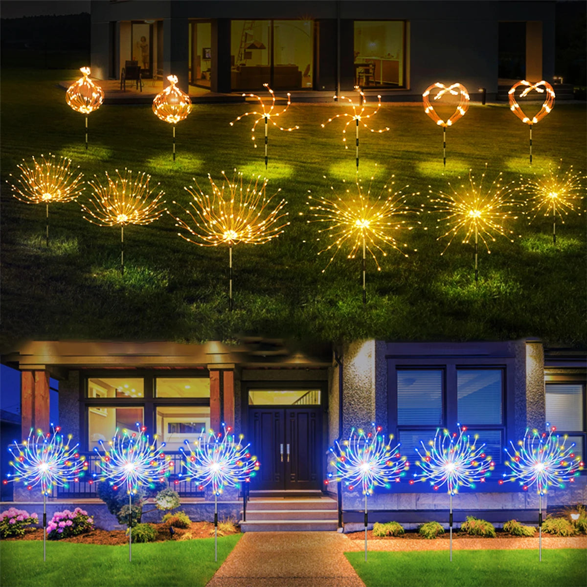 1/2/4 Pack Solar Firework Lights Outdoor Garden Solar Light 8 Lighting Mode DIY Starburst Fairy Light Holiday Decorative Lights