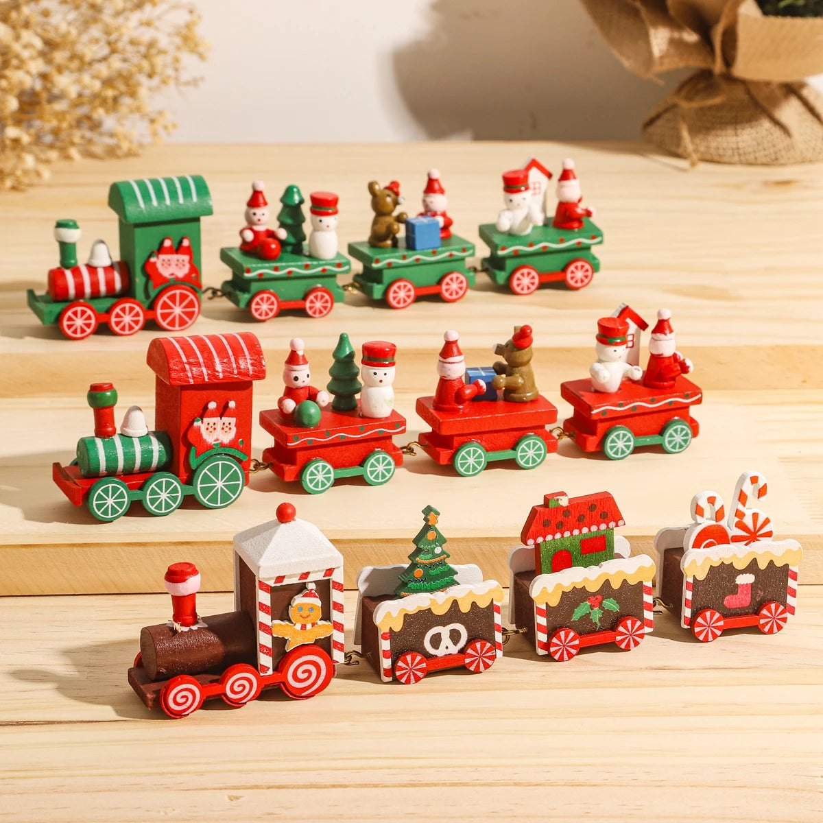 Christmas Wooden Train Merry Christmas Ornaments Christmas Decorations For Home 2024 Xmas Tree Decor Noel Navidad New Year Gifts