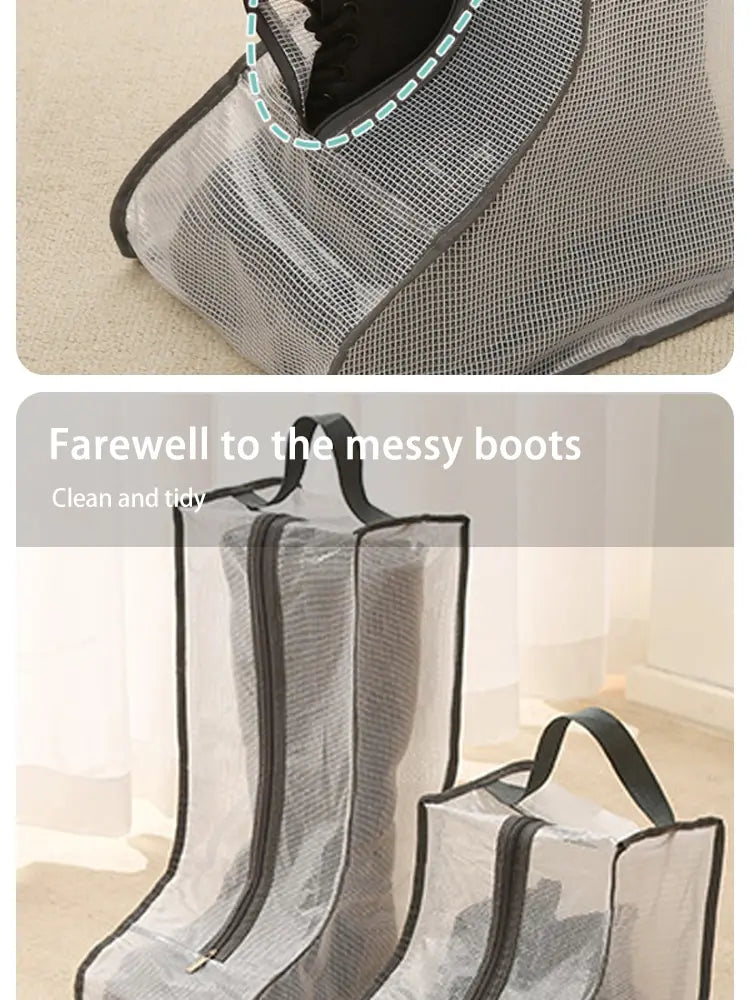 Shoes Dust Cover Mesh Transparent Shoe and Boot Storage Bag with Zipper Portable Travel Dust Organizer Protector Bag