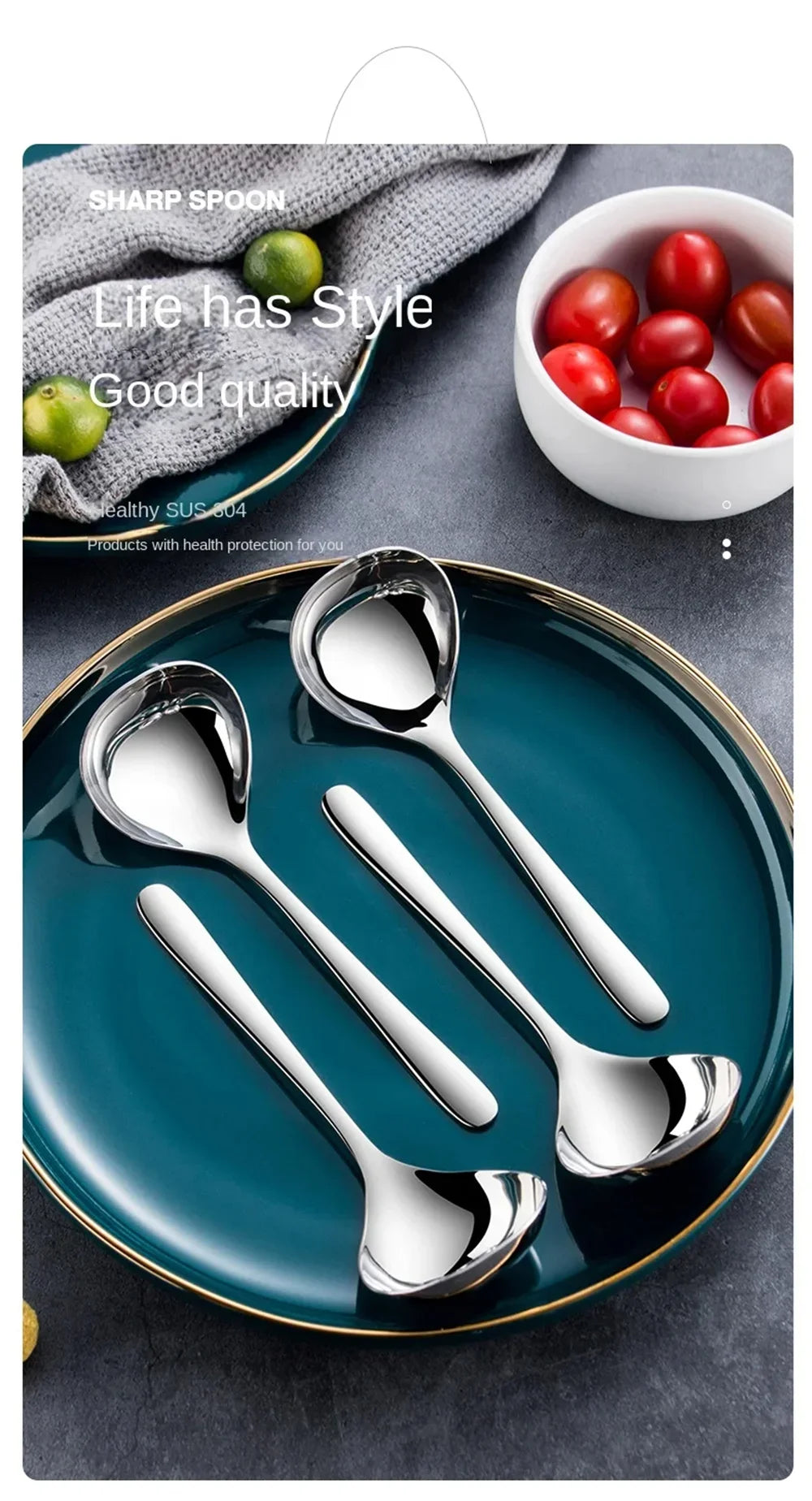 1pc 304 Stainless Steel Spoon Soup Spoon Rice Spoon LongHandle Tableware Set Kitchen Utensils