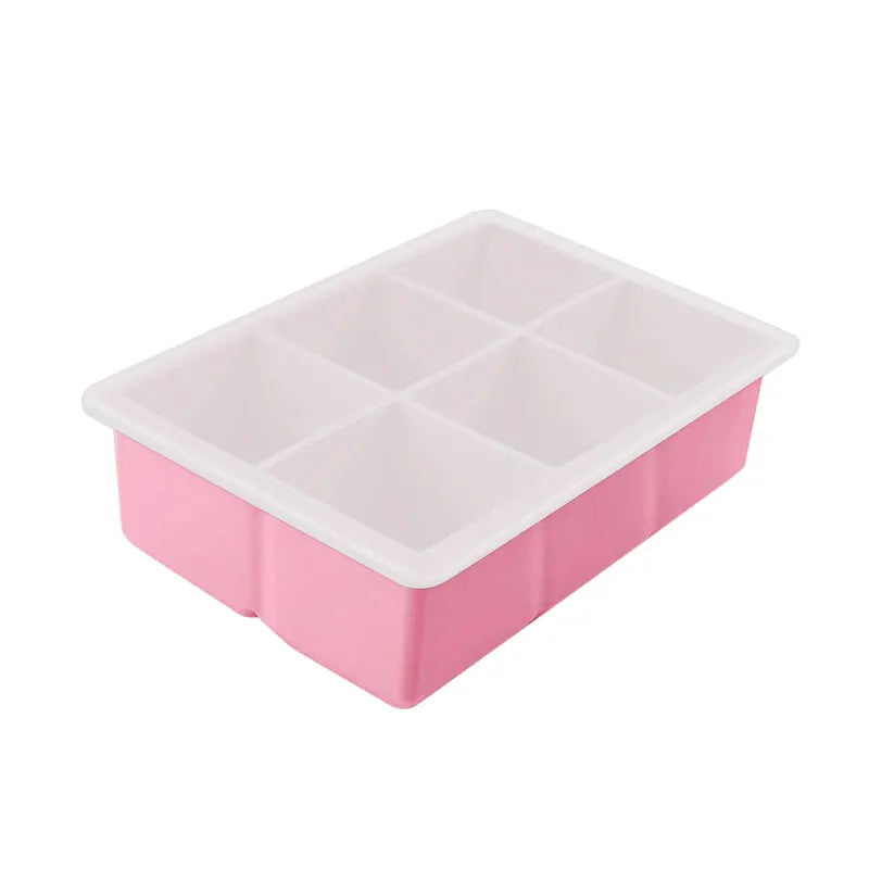 6/15 Grid Big Square Ice Cube Trays Flexible Silicone Ice Cube Molds with Lid Stackable Ice Cube Maker for Freezer Containers