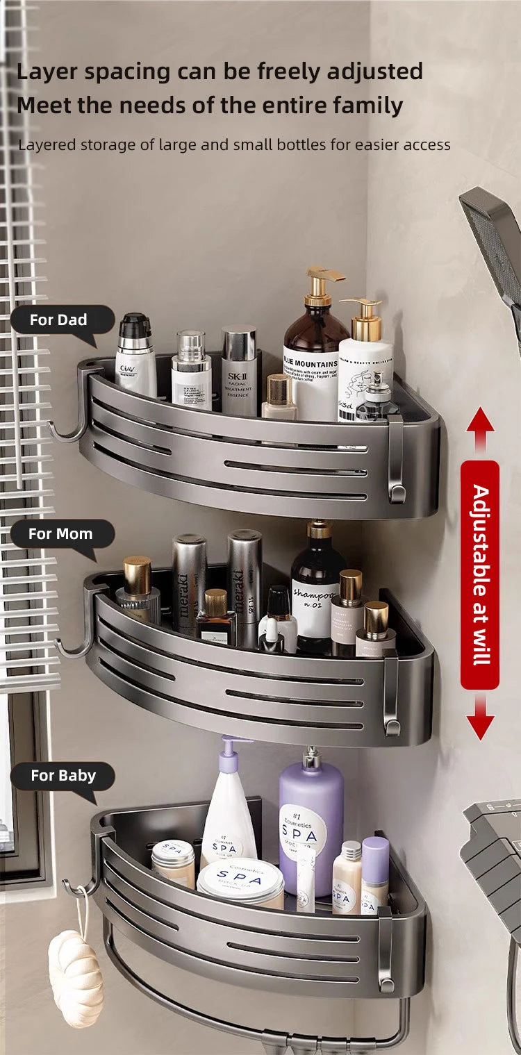 Bathroom Corner Shelf with Plastic Hook Towel Bar
