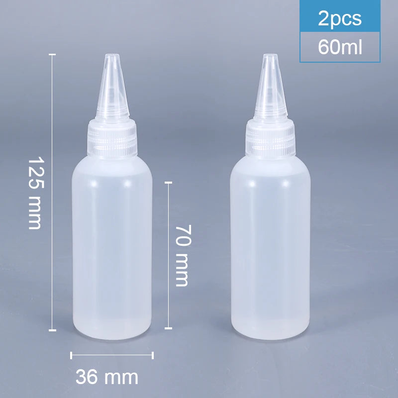 2/510pcs 30/60/100/120ML Squeeze Bottle for Sauce Plastic Squirt Container Refillable Bottle with Cap for Kitchen Glue Container