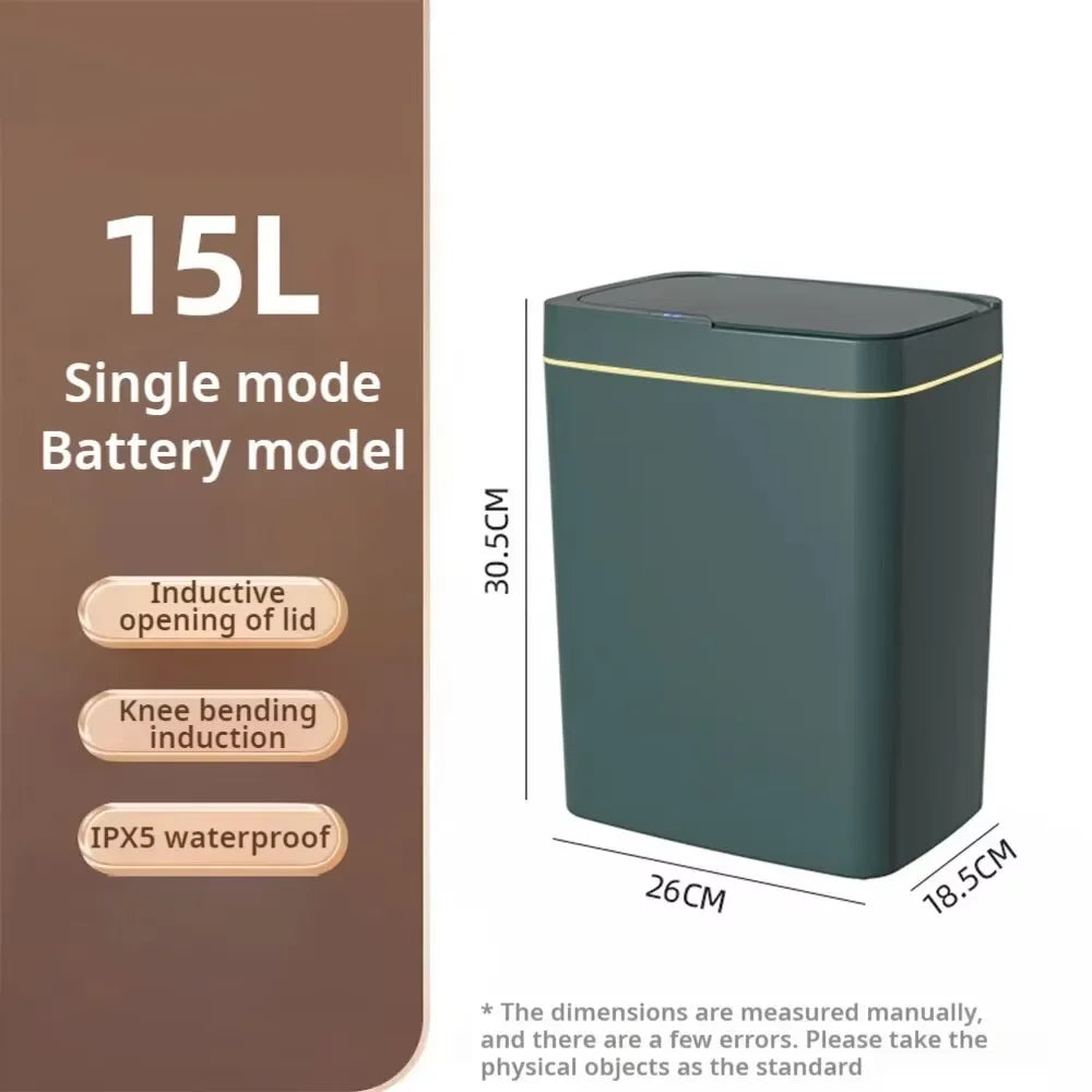 Automatic bagging electronic trash can white non-contact narrow smart sensor trash can smart home 15L smart bathroom trash can