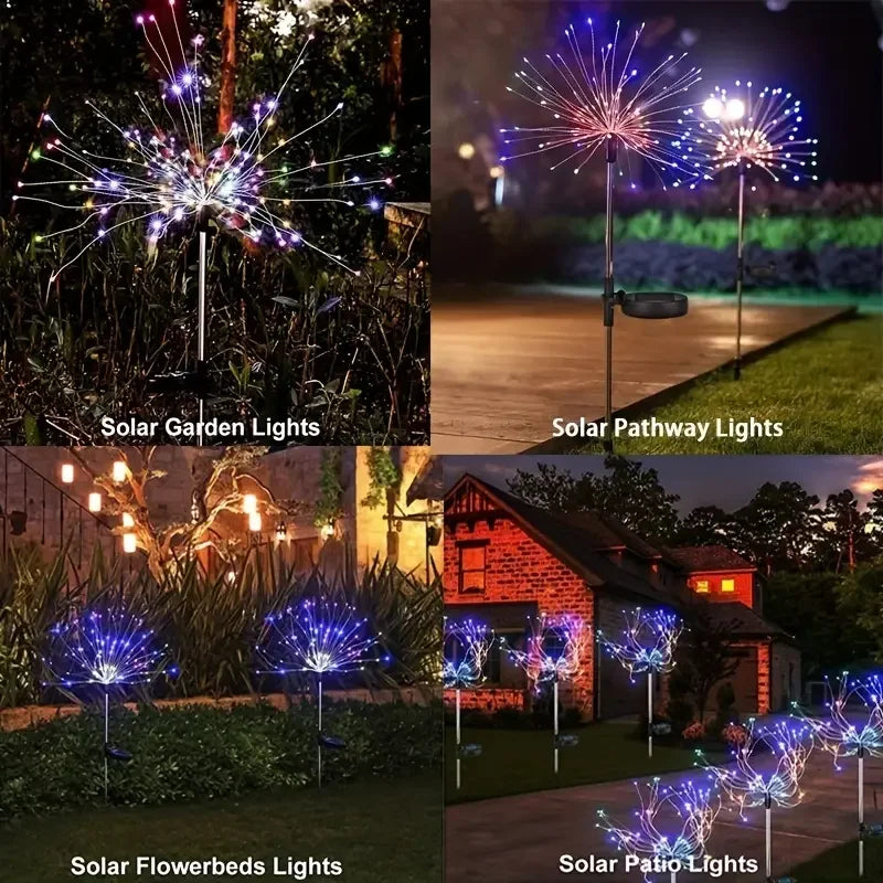 1/2/4 Pack Solar Firework Lights Outdoor Garden Solar Light 8 Lighting Mode DIY Starburst Fairy Light Holiday Decorative Lights