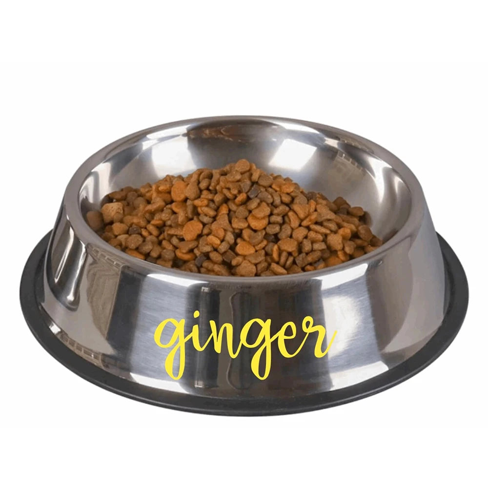 Personalized Custom Name Dog Cat Pet Water Food Bowl Pet Gift Non Slip Rubber Grip Stainless Steel Colored