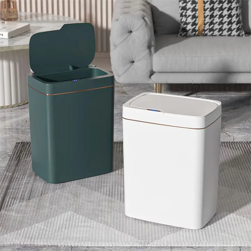Automatic bagging electronic trash can white non-contact narrow smart sensor trash can smart home 15L smart bathroom trash can