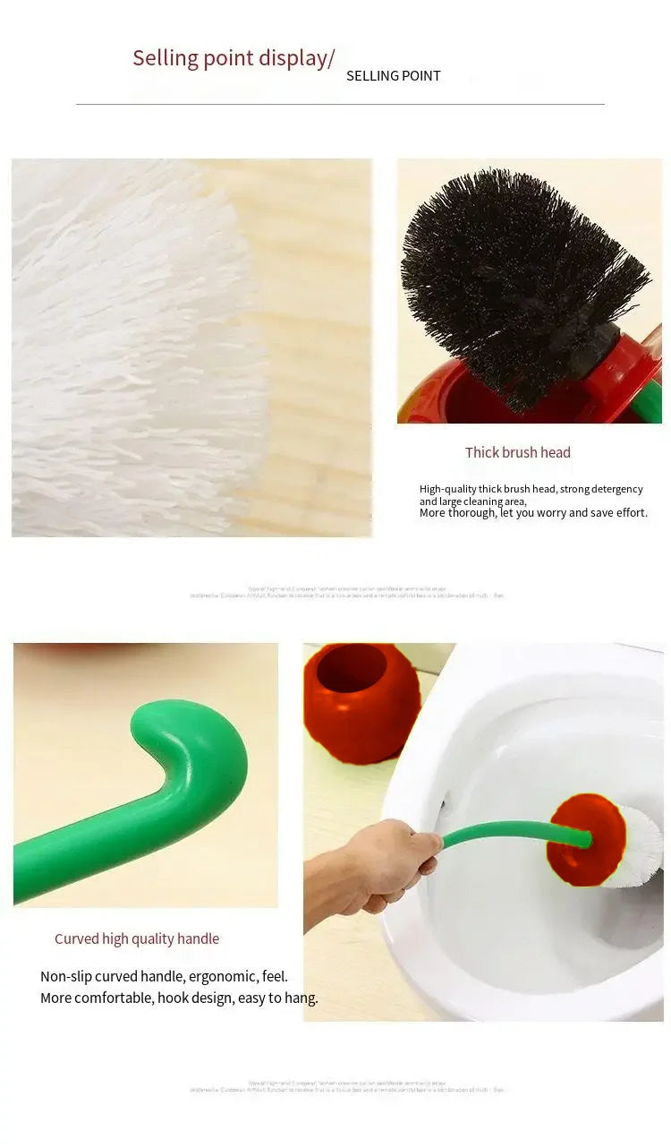 1pc Lovely Cherry Shape Lavatory Toilet Brush Red Toilet Brush Creative  Holder Set Toilet Holder Bathroom Accessories