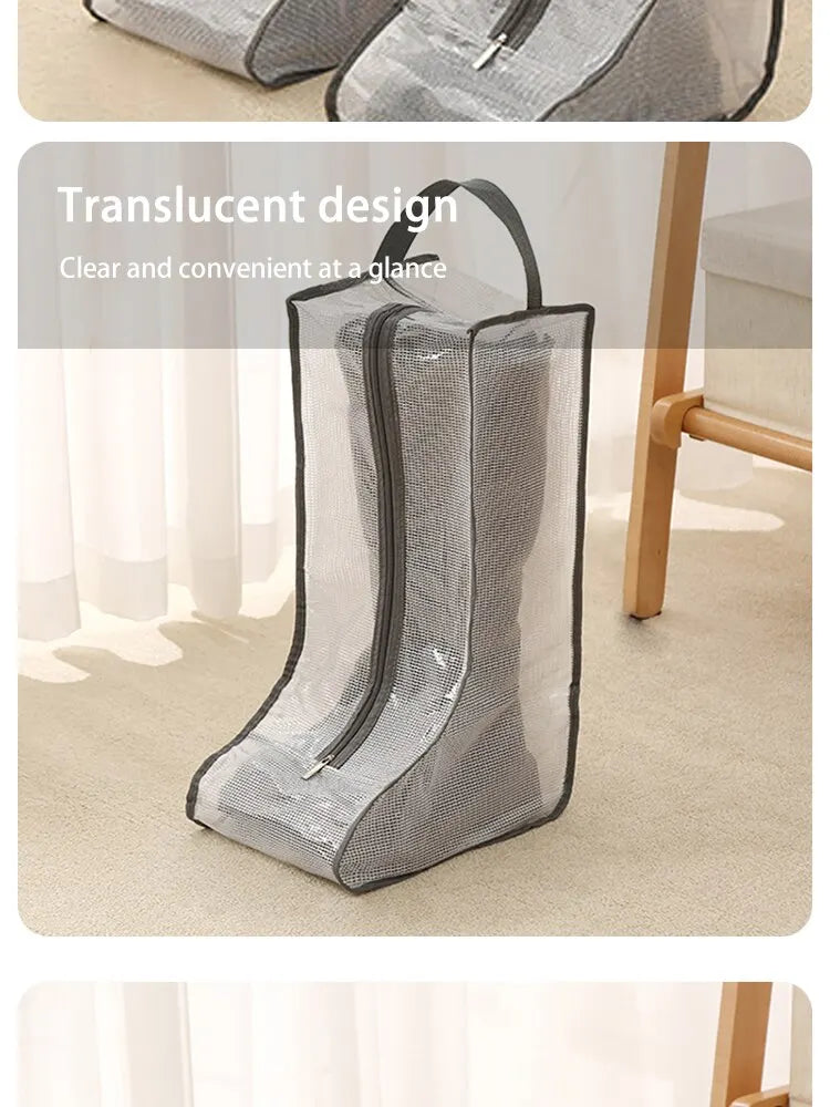 Shoes Dust Cover Mesh Transparent Shoe and Boot Storage Bag with Zipper Portable Travel Dust Organizer Protector Bag