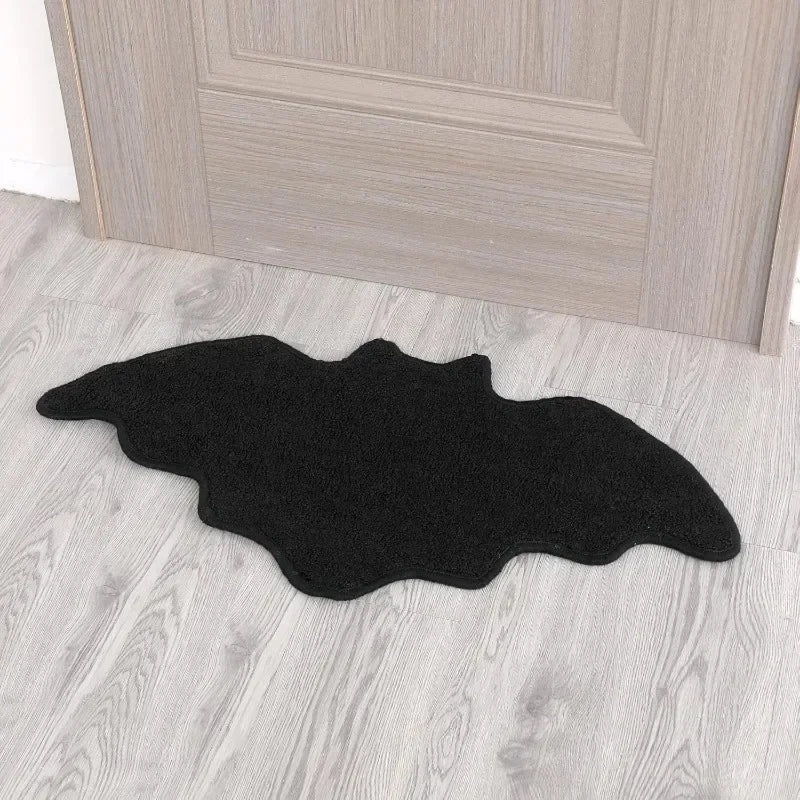 VIKAMA Black Spider Web Halloween Rug Bathroom Halloween Decorative Rug Bath Mat Faux Cashmere Doormat Living Room