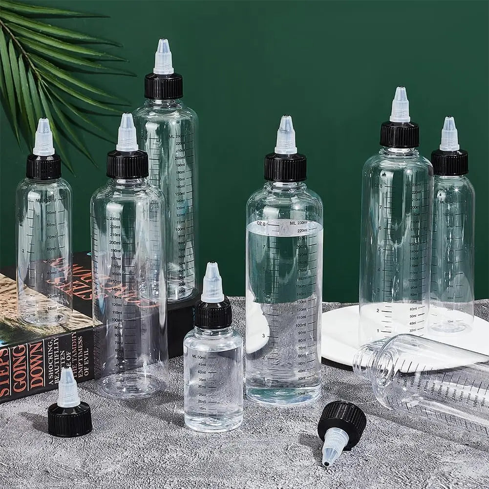 1Pcs 30ml/60ml/100ml/120ml/250ml Plastic PET Juice Liquid Capacity Dropper Bottles Twist Top Cap Tattoo Pigment Ink Containers