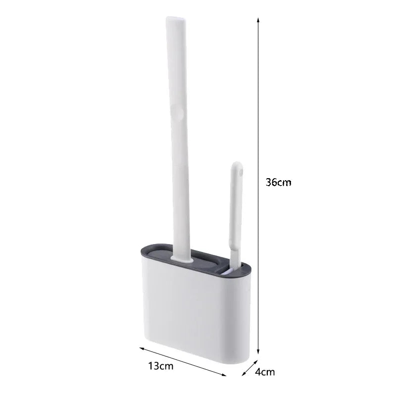 Wall Hanging Toilet Cleaning WC Brush Holder Long Handled Silicone Water Proof Quick Drying Soft Bristles Bathroom Accessories