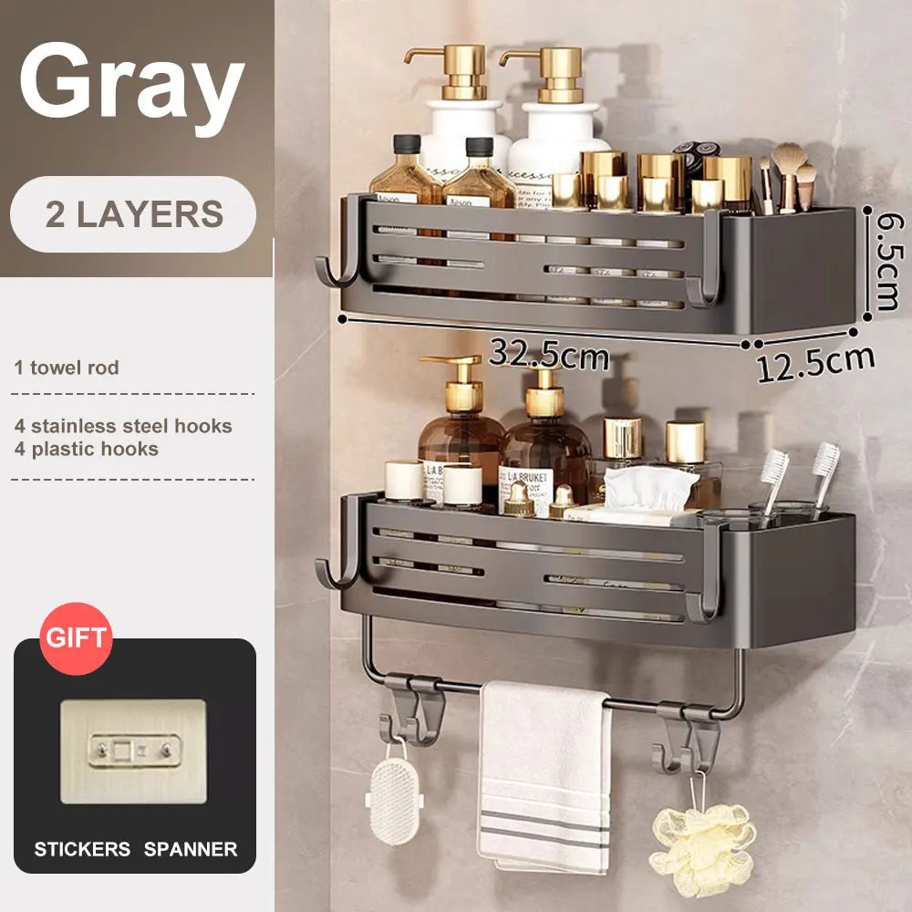 Bathroom Corner Shelf with Plastic Hook Towel Bar