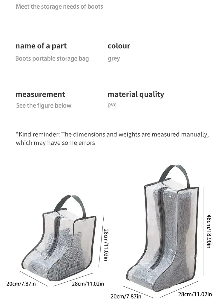 Shoes Dust Cover Mesh Transparent Shoe and Boot Storage Bag with Zipper Portable Travel Dust Organizer Protector Bag