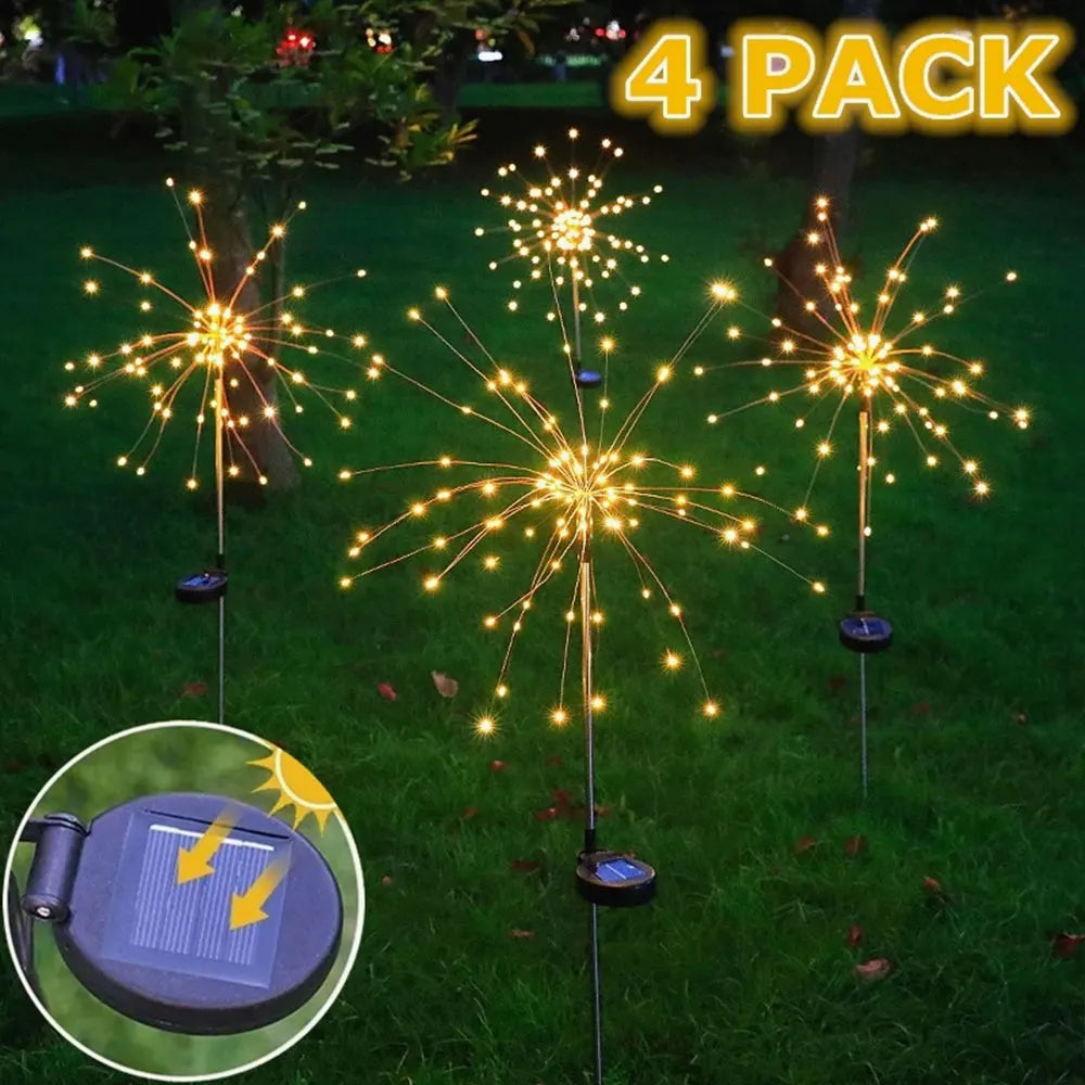 1/2/4 Pack Solar Firework Lights Outdoor Garden Solar Light 8 Lighting Mode DIY Starburst Fairy Light Holiday Decorative Lights