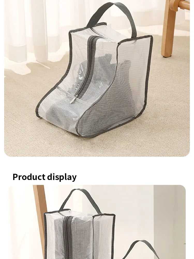 Shoes Dust Cover Mesh Transparent Shoe and Boot Storage Bag with Zipper Portable Travel Dust Organizer Protector Bag
