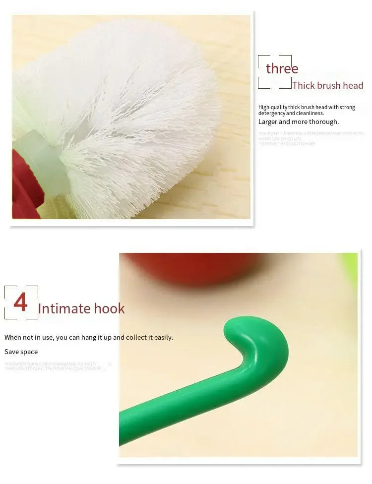 1pc Lovely Cherry Shape Lavatory Toilet Brush Red Toilet Brush Creative  Holder Set Toilet Holder Bathroom Accessories