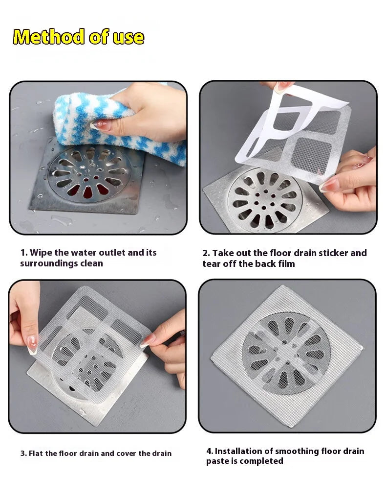 10pcs Disposable Shower Drain Hair Catcher Mesh Shower Drain Covers Floor Sink Strainer Filter Hair Stopper For Bathroom Kitchen