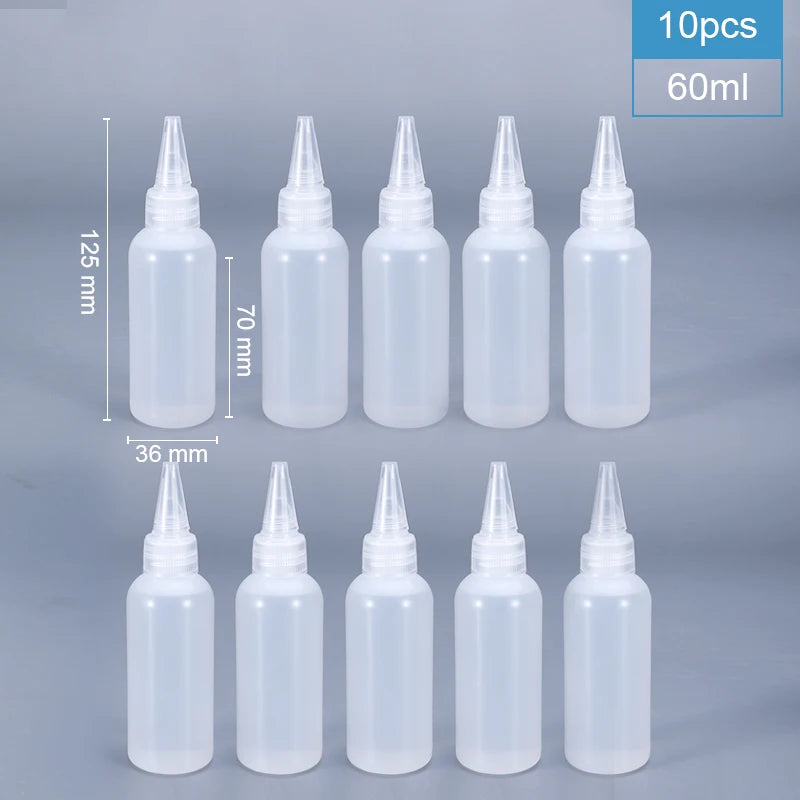 2/510pcs 30/60/100/120ML Squeeze Bottle for Sauce Plastic Squirt Container Refillable Bottle with Cap for Kitchen Glue Container